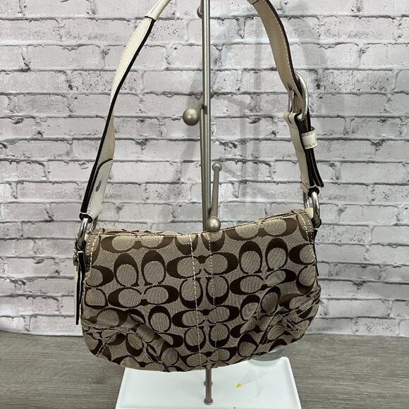 Coach Signature Brown and Cream Shoulder Bag - Picture 4 of 9
